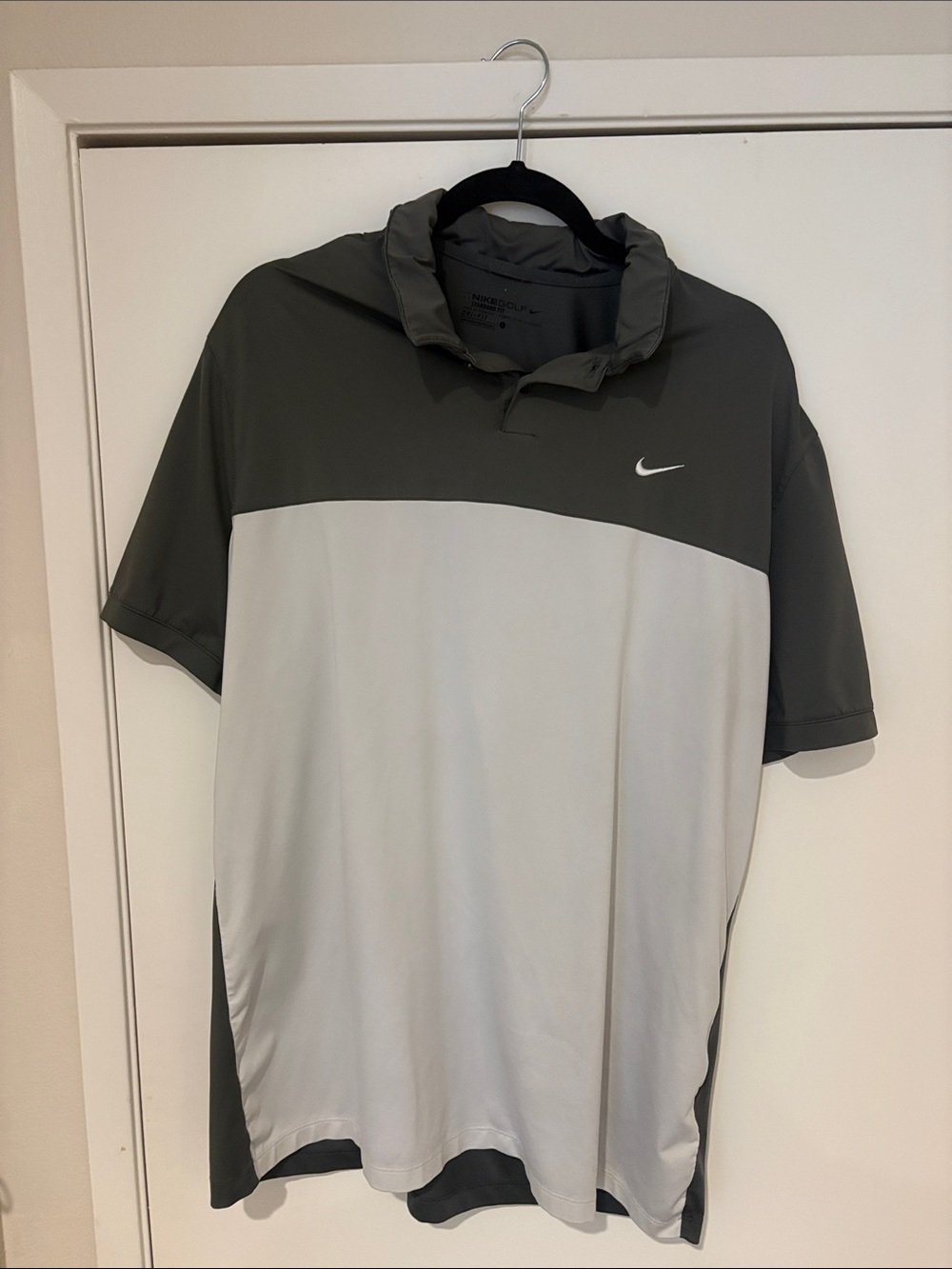 Nike Two-Tone Performance Polo Shirt - Dark Gray & Light Gray - Small rip